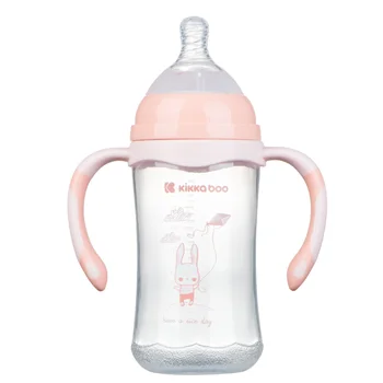 Kikka Boo flašica anti-colic sa ručicama 260ml peach Rabbit-1 Kikka Boo flašica anti-colic sa ručicama 260ml peach Rabbit-1